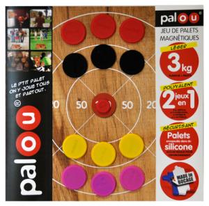Chaque jeu de palou comprend :

&bull; 12 palets - 62mm (ROUGE-ROSE-JAUNE-NOIR)

&bull; 1 palet ma&icirc;tre - 35mm (ROUGE)

&bull; 1 planche t&ocirc;le
